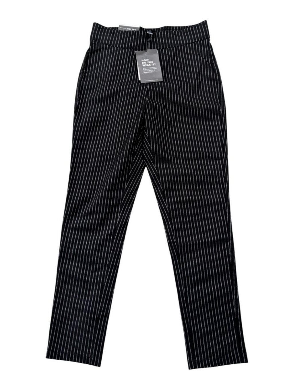 Who What Wear Black Pinstripe High Rise Cropped Pants Sz 8 NWT Stretchy Career